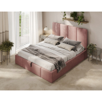 Designer Polsterbett in zartem Altrosa